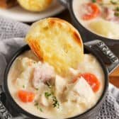 Chicken Cordon Bleu Soup with cheese bread