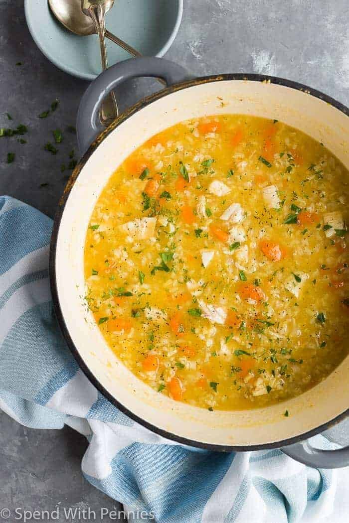 chicken and rice soup overhead