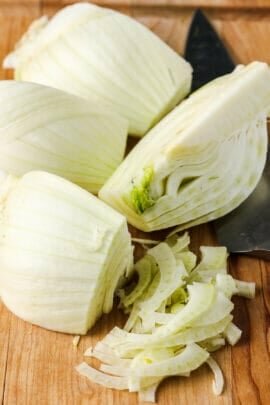 cutting up fennel to show How to Cut Fennel