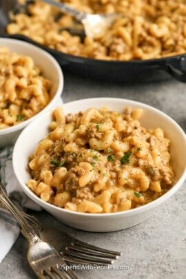 homemade one pot cheeseburger macaroni in a bowl