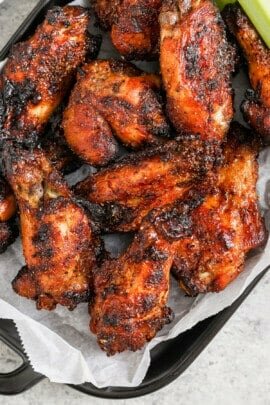 close up of Dry Rub Chicken Wings on a plate