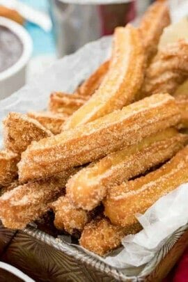 close up of cinnamon sugar Homemade Churros