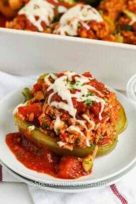 plated dish of Ground Turkey Stuffed Peppers