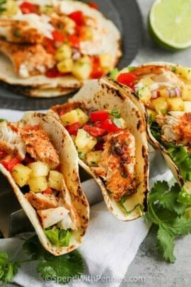 Mahi Mahi Tacos with fruit salsa