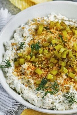 easy Fried Pickle Dip in a bowl