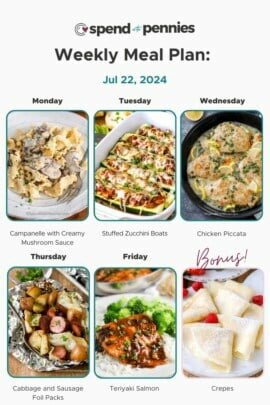 meal plan for the week of July 22 2024